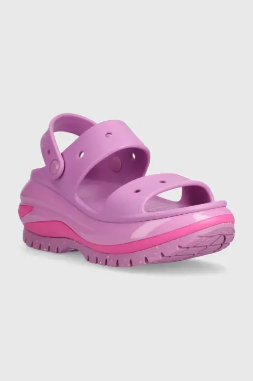 Шлепанцы Crocs Classic Mega Crush Sandal женские цвет фиолетовый на платформе 207989