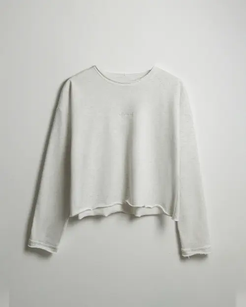 Tassha Yu Logo Cropped Longsleeve White Melange