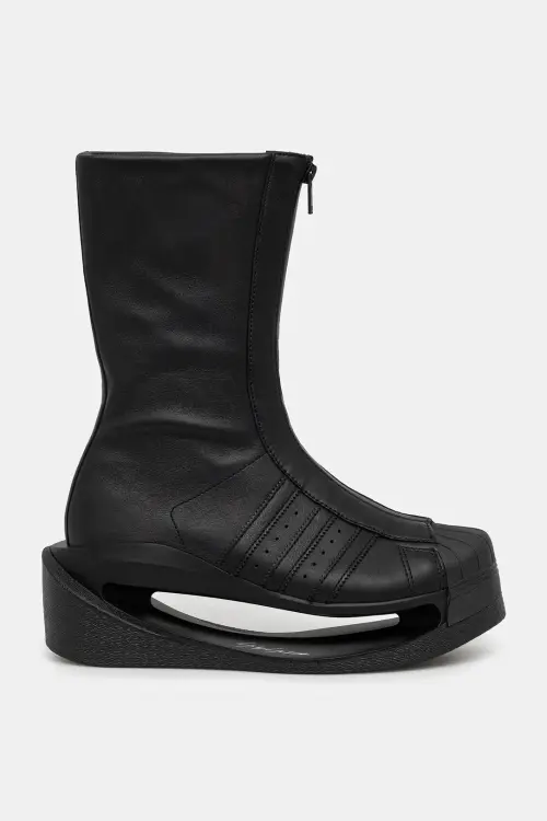 Кожаные полусапожки Y-3 Gendo Boot цвет чёрный на платформе