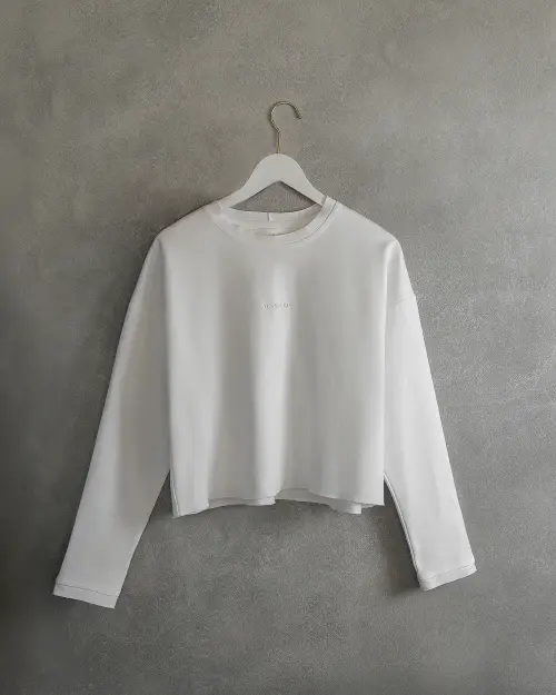 Tassha Yu Logo Cropped Longsleeve White