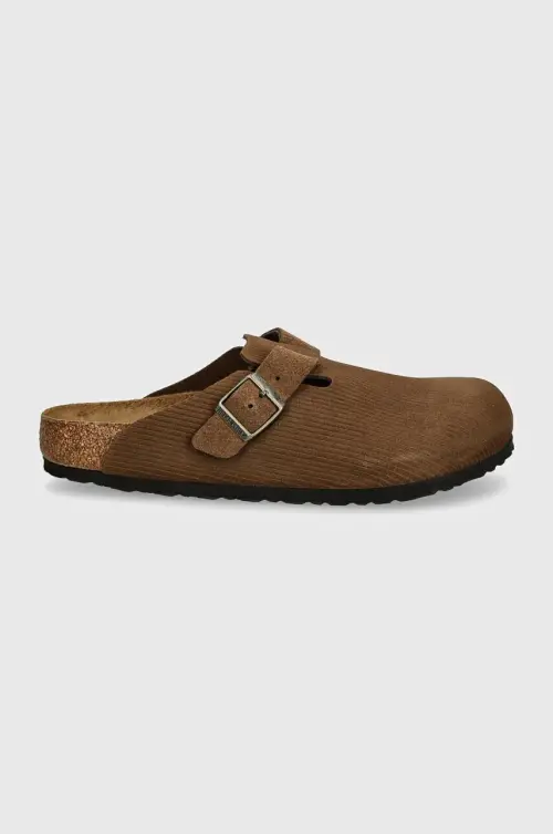 Замшевые шлепанцы Birkenstock Boston мужские цвет коричневый 1028227