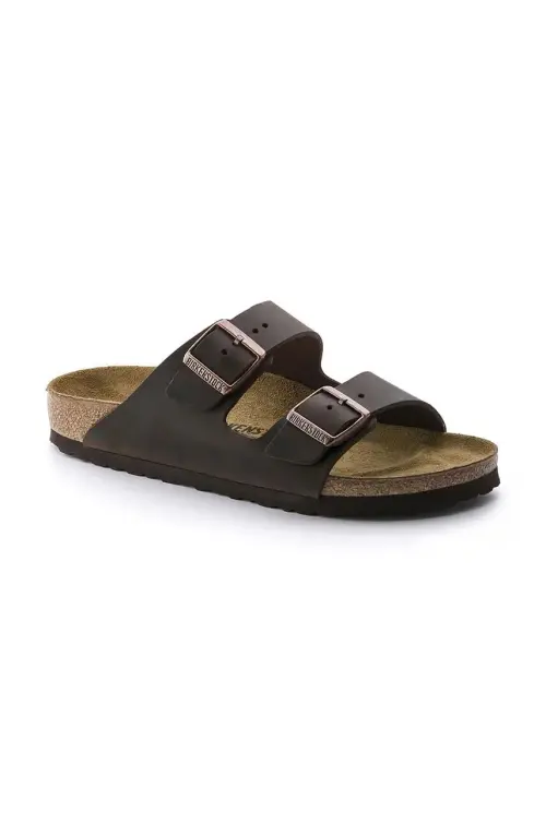 Кожаные шлепанцы Birkenstock Arizona мужские цвет коричневый 52531