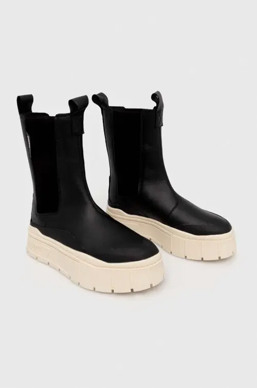 Полусапожки Puma Mayze Stack Chelsea Winter Wns женские цвет чёрный на платформе слегка утеплённый