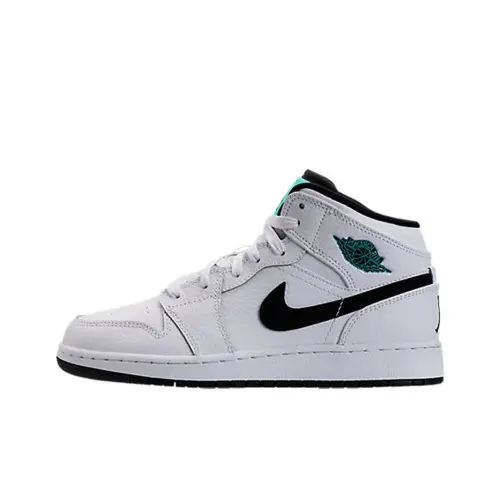 Jordan Air Jordan 1 Retro Mid White Black Hyper Jade     