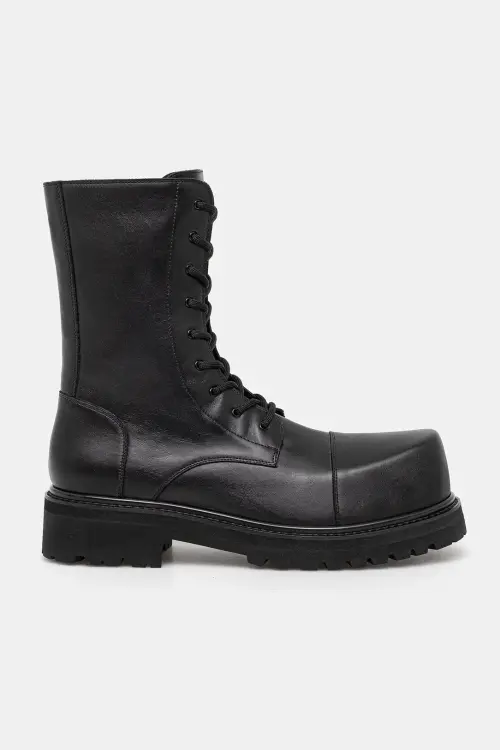 Кожаные полусапоги VETEMENTS Stomp Combat Boot цвет чёрный