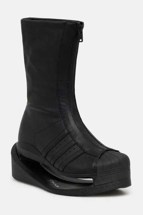 Кожаные полусапожки Y-3 Gendo Boot цвет чёрный на платформе