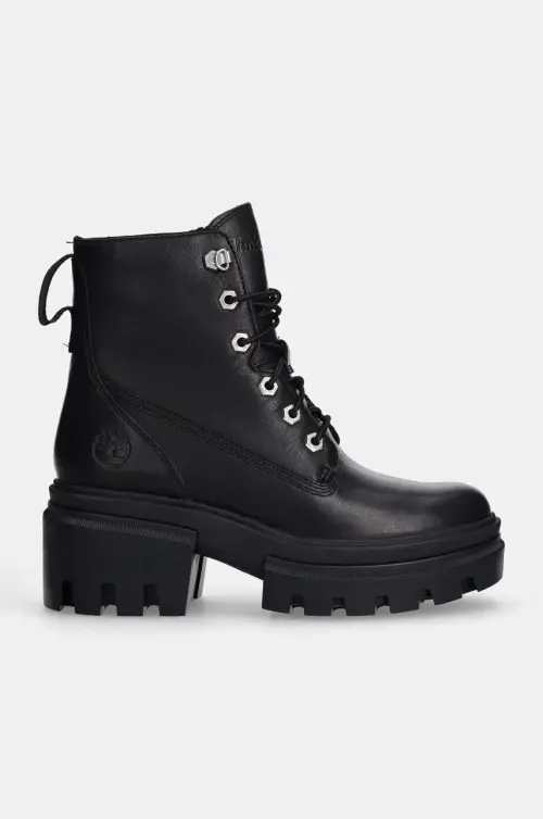 Кожаные полусапоги Timberland Everleigh женские цвет чёрный на плоском ходу TB0A41S70151