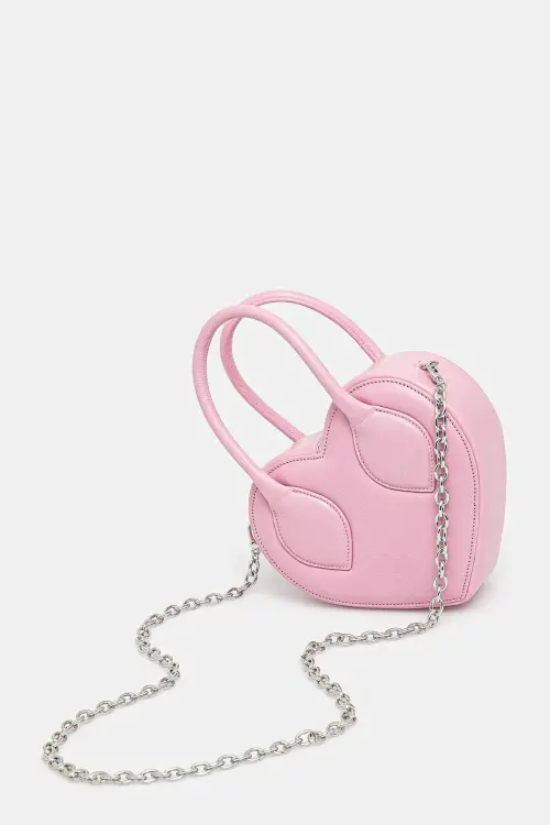 Кожаная сумочка Heart Top Handle Bag цвет розовый