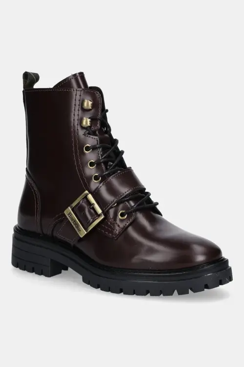 Кожаные полусапоги Barbour Ouseburne цвет бордовый на плоском ходу