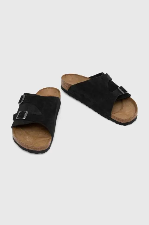 Замшевые шлепанцы Birkenstock цвет чёрный