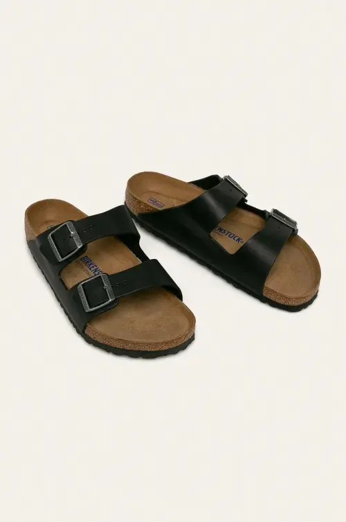 Кожаные шлепанцы Birkenstock Arizona SFB мужские цвет чёрный