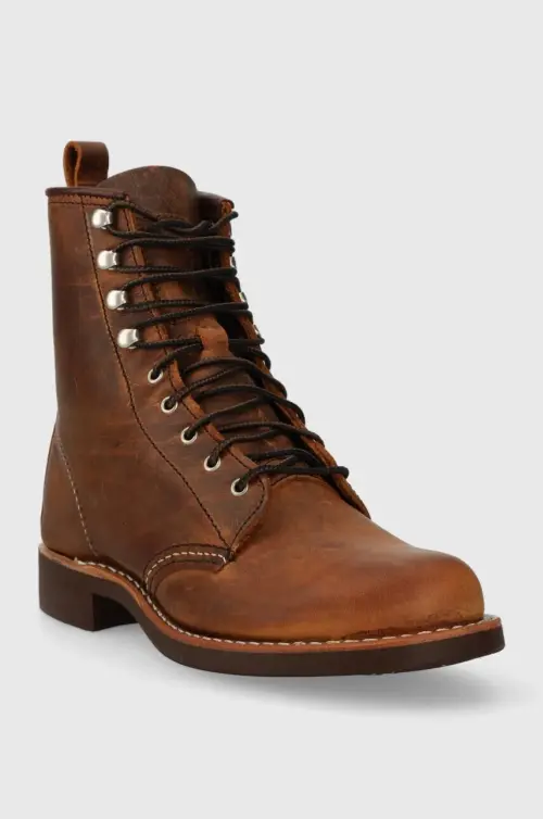 Кожаные полусапожки Red Wing женские цвет коричневый на плоском ходу