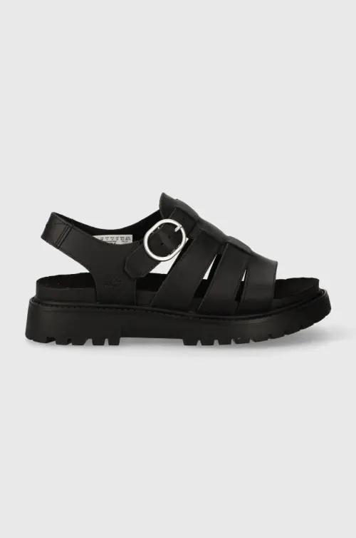 Кожаные сандалии Timberland Clairemont Way женские цвет чёрный на платформе TB0A635VW021