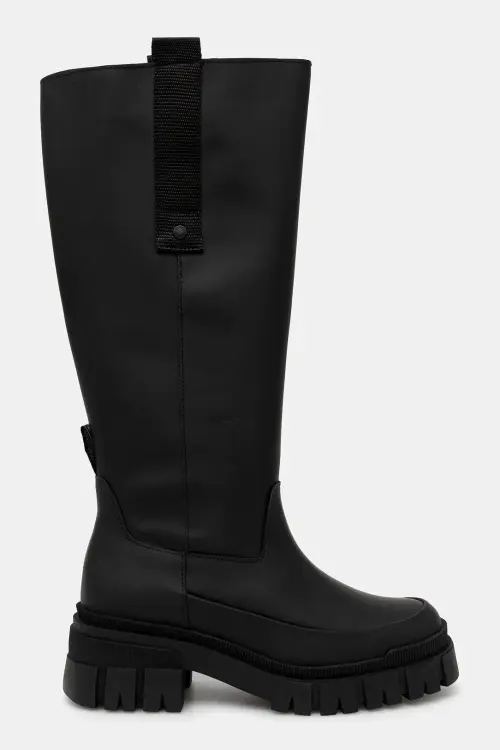 Кожаные сапоги Barbour Saidie Tall Boot цвет чёрный на платформе
