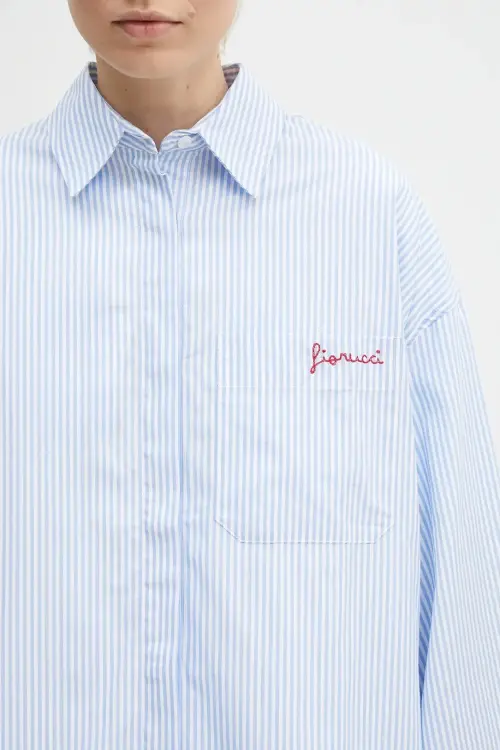 Хлопковая рубашка Fiorucci Striped Embroidered Drawstring Shirt женская relaxed классический воротник