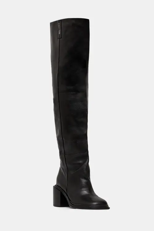 Кожаные сапоги Naked Wolfe Nature цвет чёрный каблук кирпичик Nature Nappa Prince Leather Black