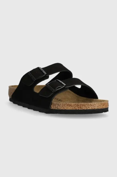 Замшевые шлепанцы Birkenstock Arizona мужские цвет чёрный 1027152