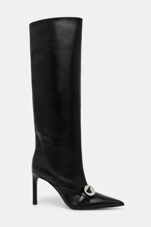 Кожаные сапоги Coperni Belt Boot цвет чёрный на шпильке