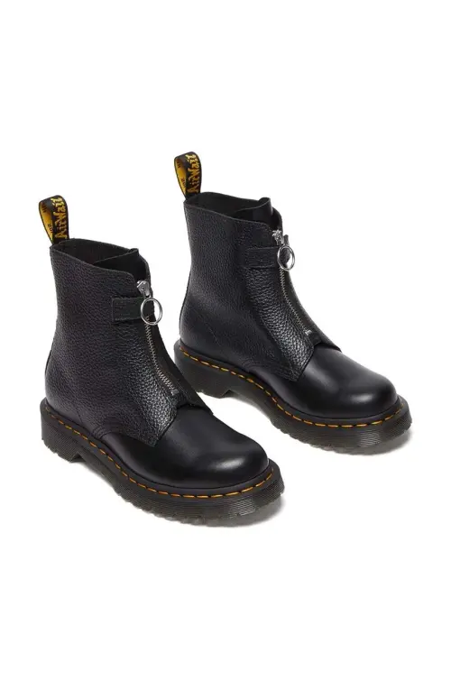 Кожаные полусапожки Dr. Martens 1460 Pascal Frnt Zip женские цвет чёрный на плоском ходу DM32054001