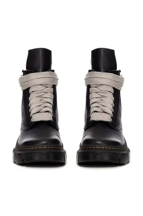 Кожаные полусапожки Rick Owens x Dr. Martens 1460 Jumbo Lace Boot женские цвет чёрный на плоском ходу DW01D7810