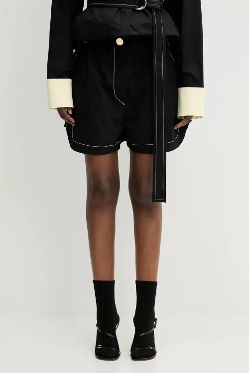 Хлопковые шорты Sportmax Lacrima цвет чёрный однотонная высокая посадка