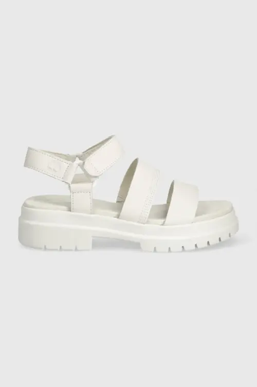 Кожаные сандалии Timberland London Vibe женские цвет белый на платформе TB0A629REM21