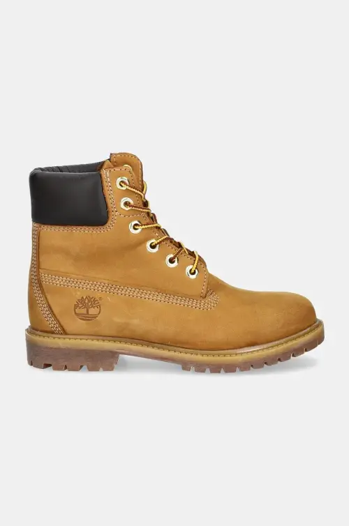 Кожаные ботинки Timberland Premium 6 Inch женские цвет коричневый на плоском ходу слегка утеплённый TB1103617131