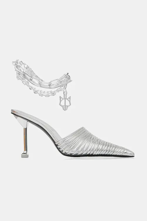 Кожаные шлепанцы Naked Wolfe Chromed цвет серебрянный Chromed Silver Leather