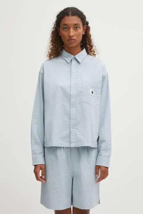 Хлопковая рубашка Carhartt WIP W' L/S Toland relaxed классический воротник I035132.31SXX