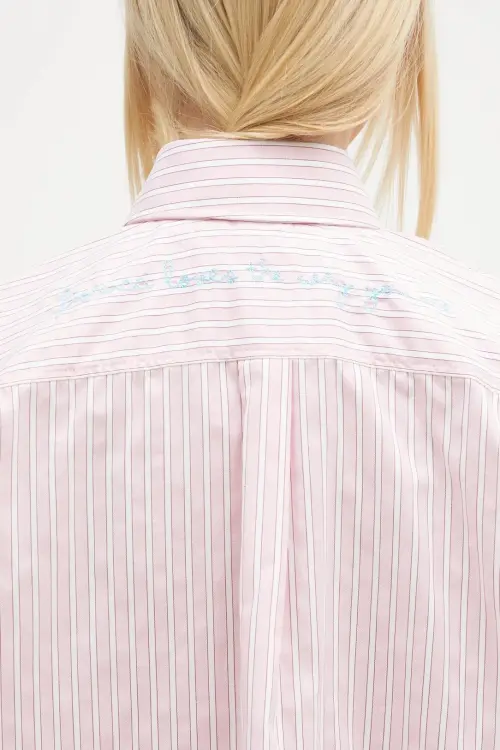 Хлопковая рубашка Fiorucci Elasticated Balloon Sleeve женская цвет розовый relaxed классический воротник