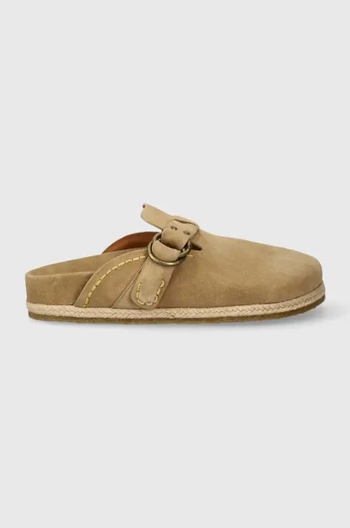 Замшевые шлепанцы Polo Ralph Lauren Turbach Clog мужские цвет бежевый 803931273003