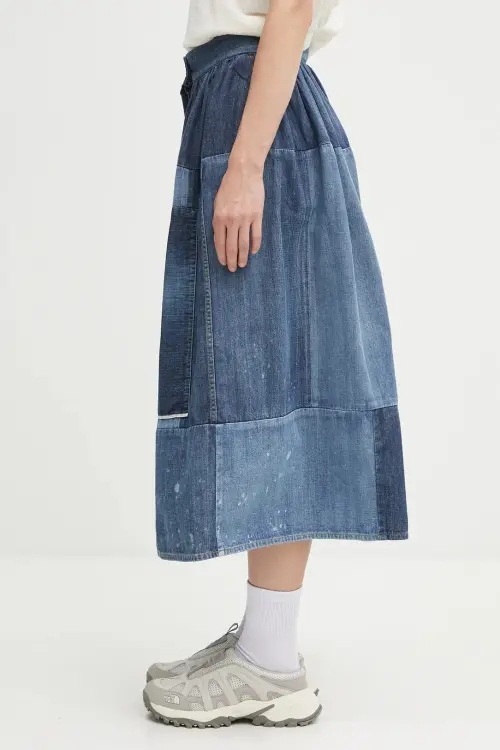 Джинсовая юбка Visvim ss elevation skirt p.w. midi расклешённая 325105005003