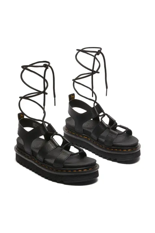 Кожаные сандалии Dr. Martens Nartilla женские цвет чёрный на платформе DM31617001