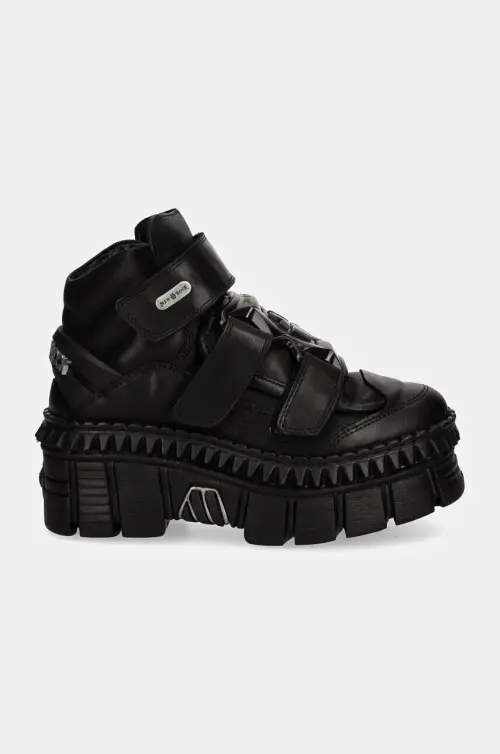 Кожаные кроссовки New Rock CRUST NEGRO NEGRO + TOWER CASCO NEGRO цвет чёрный M-WALL285-S3