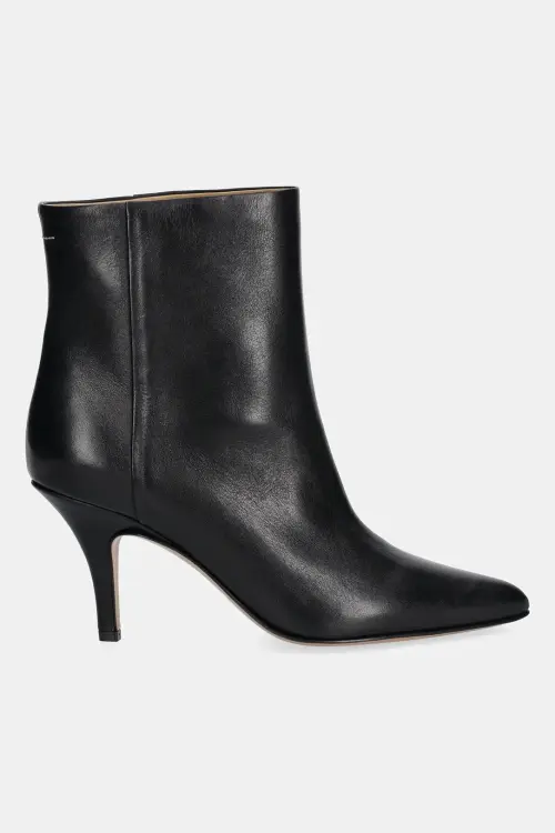 Кожаные полусапожки MM6 Maison Margiela цвет чёрный на шпильке S59WU0261.P6783.T8013