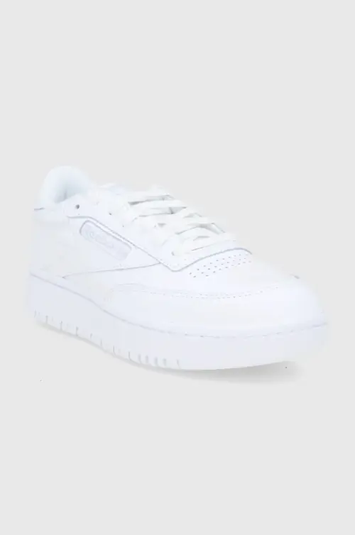 Кожаные ботинки Reebok Classic Club C Double GW0854 цвет белый на плоском ходу GW0854.100006321-WHT/GRY