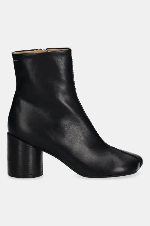 Кожаные полусапожки MM6 Maison Margiela цвет чёрный каблук кирпичик S59WU0260.P5000.T8013
