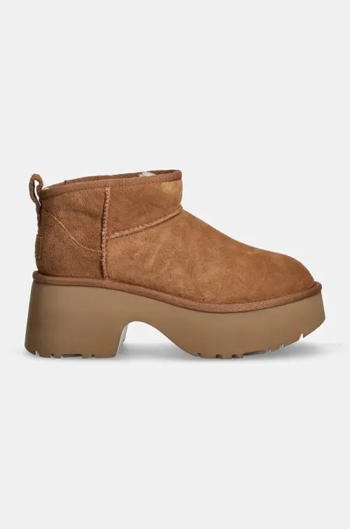 Замшевые сапоги UGG Classic Ultra Mini New Heights женские цвет коричневый 1158311-CHE
