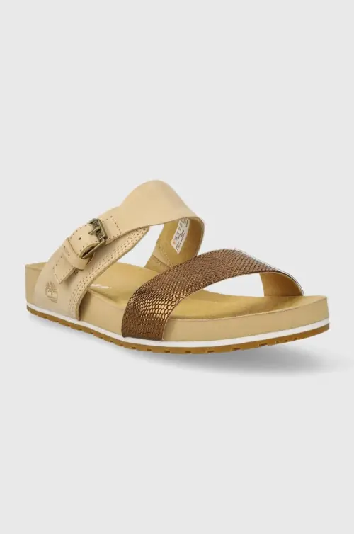 Кожаные шлепанцы Timberland Malibu Waves 2 мужские цвет бежевый
