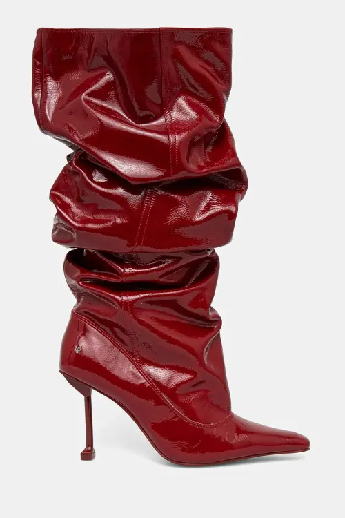 Кожаные сапоги Naked Wolfe Vern женские цвет красный на шпильке Vern Crinkle Patent Leather Red