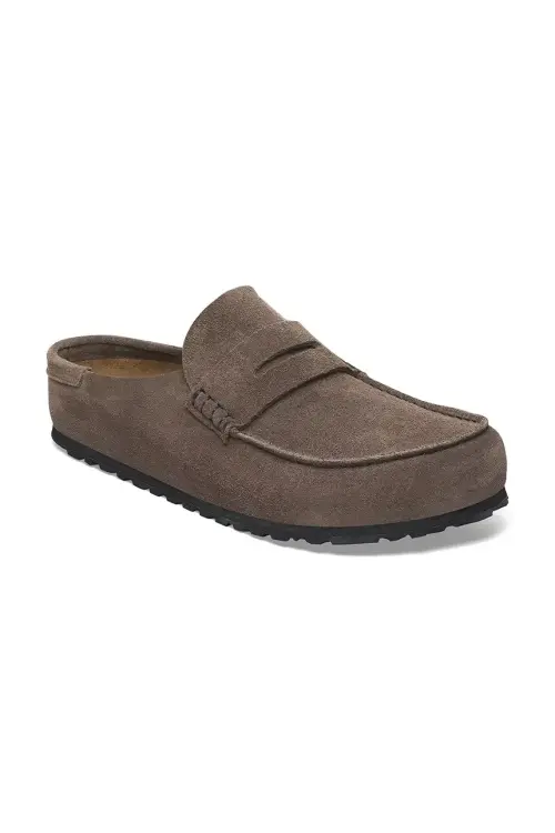 Замшевые шлепанцы Birkenstock Naples Wrapped LEVE цвет коричневый 1029672