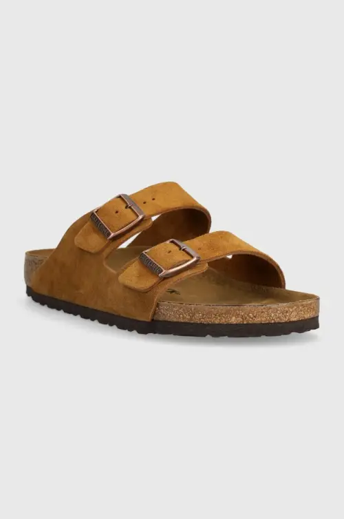 Замшевые шлепанцы Birkenstock Arizona мужские цвет коричневый 1027082
