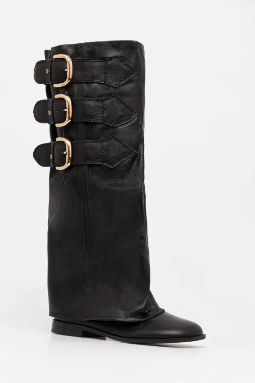Кожаные сапоги Naked Wolfe Anchor цвет чёрный на плоском ходу слегка утеплённые Anchor Black Leather