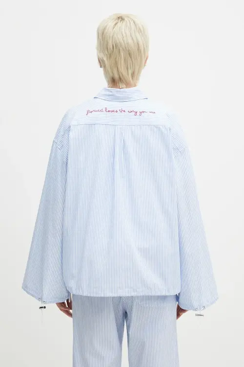 Хлопковая рубашка Fiorucci Striped Embroidered Drawstring Shirt женская relaxed классический воротник