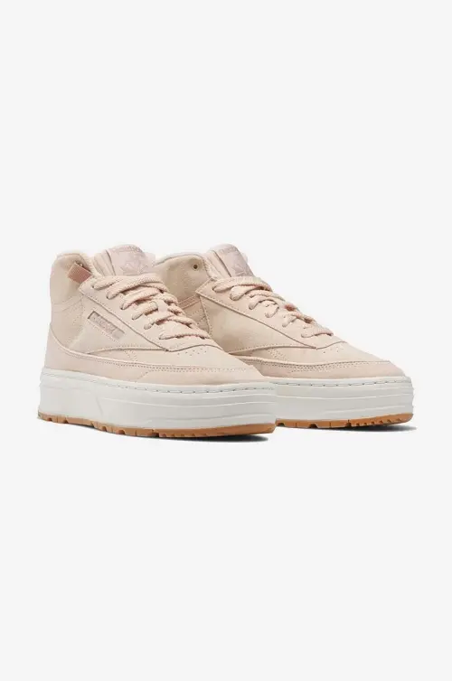 Замшевые кроссовки Reebok Club C Geo Mid цвет бежевый GV7037-cream