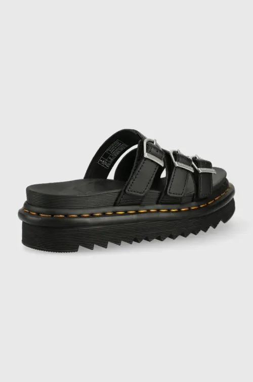 Кожаные шлепанцы Dr. Martens женские цвет чёрный на платформе DM25456001.Blaire.Slid-Black.Hydr