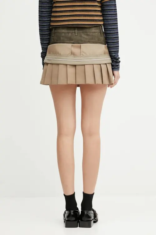 Юбка с шерстью Andersson Bell Inside Out Pleats цвет зелёный mini расклешённая