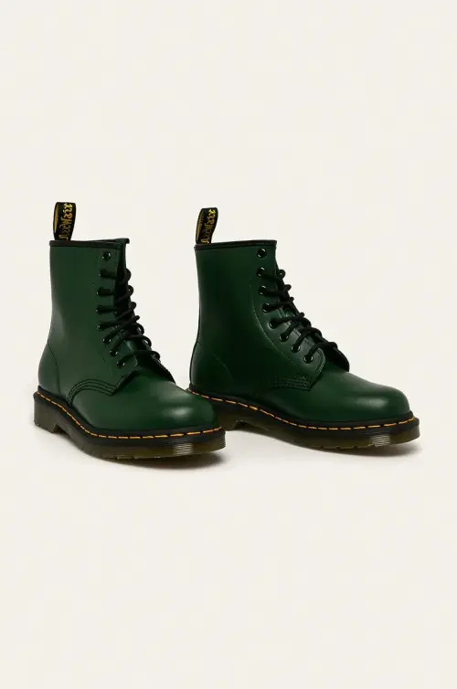 Кожаные полусапоги Dr. Martens 1460 женские цвет зелёный на плоском каблуке 11822203