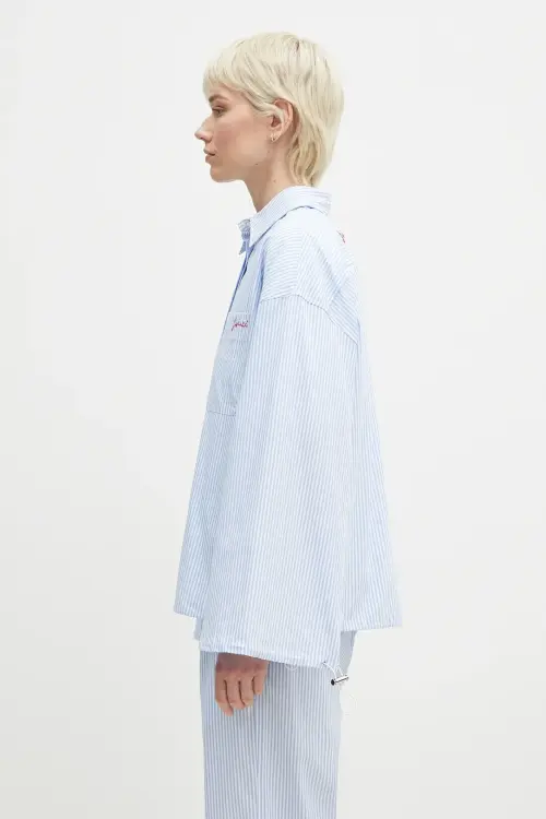 Хлопковая рубашка Fiorucci Striped Embroidered Drawstring Shirt женская relaxed классический воротник