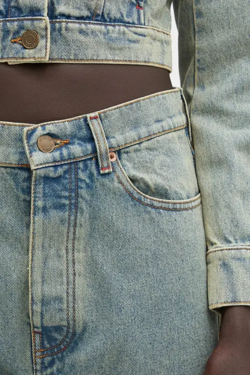 Джинсовые шорты Marine Serre Moon Laser Denim Skater узор высокая посадка USH004A.CDEN0003
